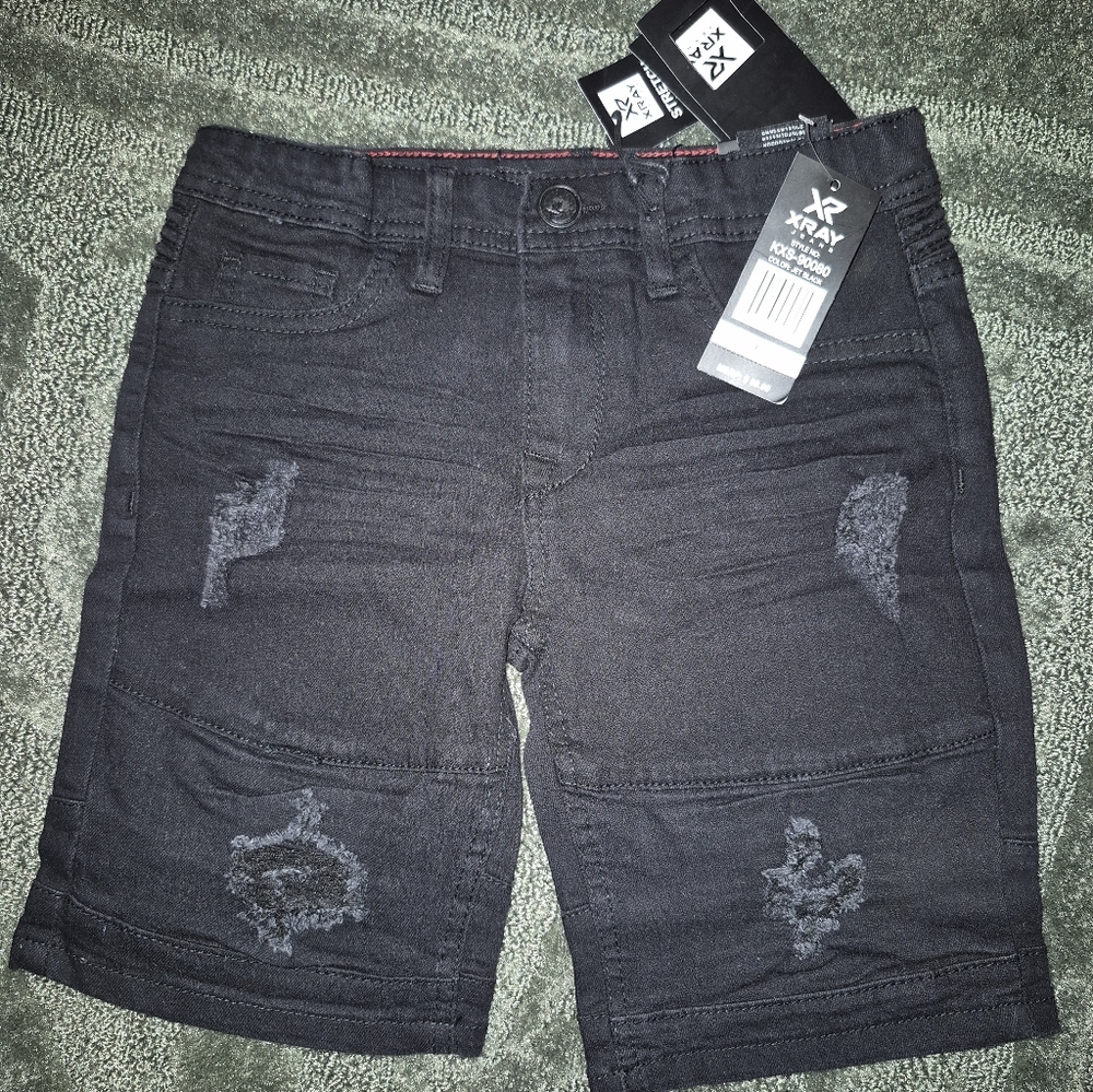 Boy's Black Distressed Shorts